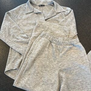 Zara Women's Light Gray Sweater Lounge Set